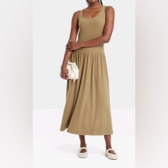 Universal Thread Dresses & Skirts - NWT~Universal Thread Tan Sleeveless Maxi Sundress drop waist textured SZ XXL